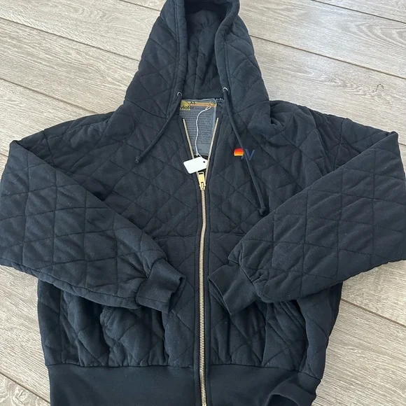 NWT XS AN Quilted Relaxed Pullover Hoodie - Picture 2 of 4